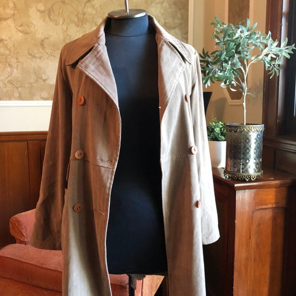 Women Double Breasted Trench Jacket With Lapel Collar, Small - Picture 3 of 12